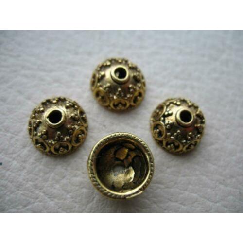 1039/ gold plated tibetiaanse kralenkapjes