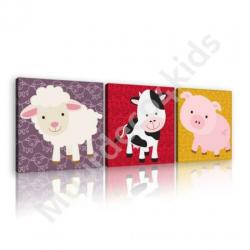 Boerderij dieren canvas set 4-dl., koe, varken, lam, paard
