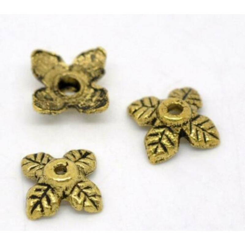 1039/ gold plated tibetiaanse kralenkapjes