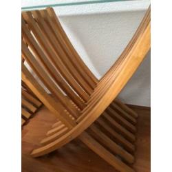 bijzettafel nachtkastje van hout met glas melkglas 55 cm