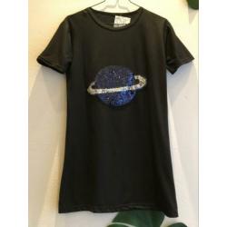 T-shirt jurkje paillettenprint NASA, nieuw, mt M/L