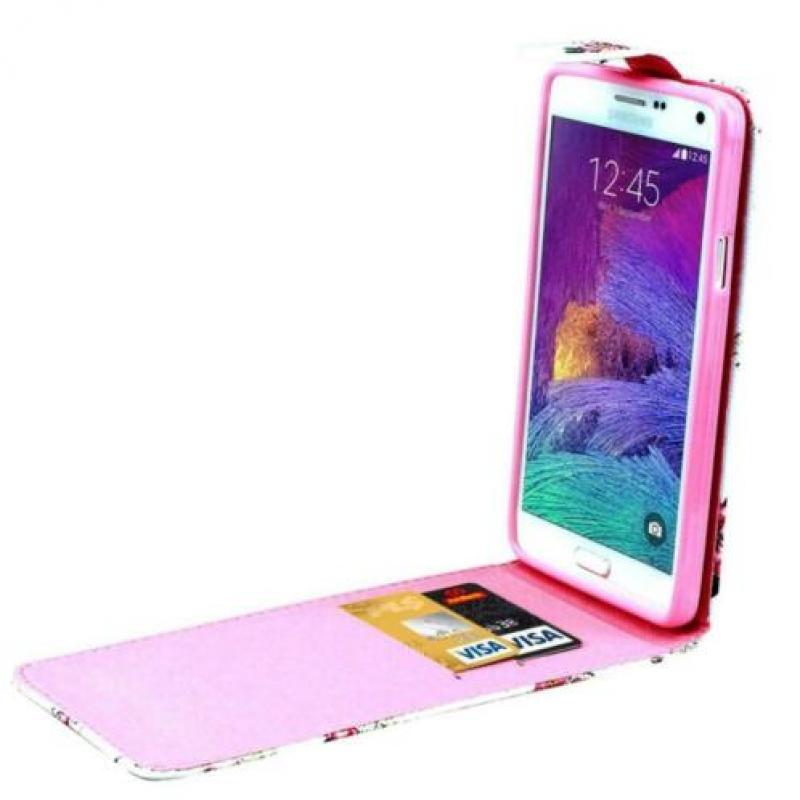 Lichte Bloemen Samsung Galaxy Note 4 Hoes Flip Case