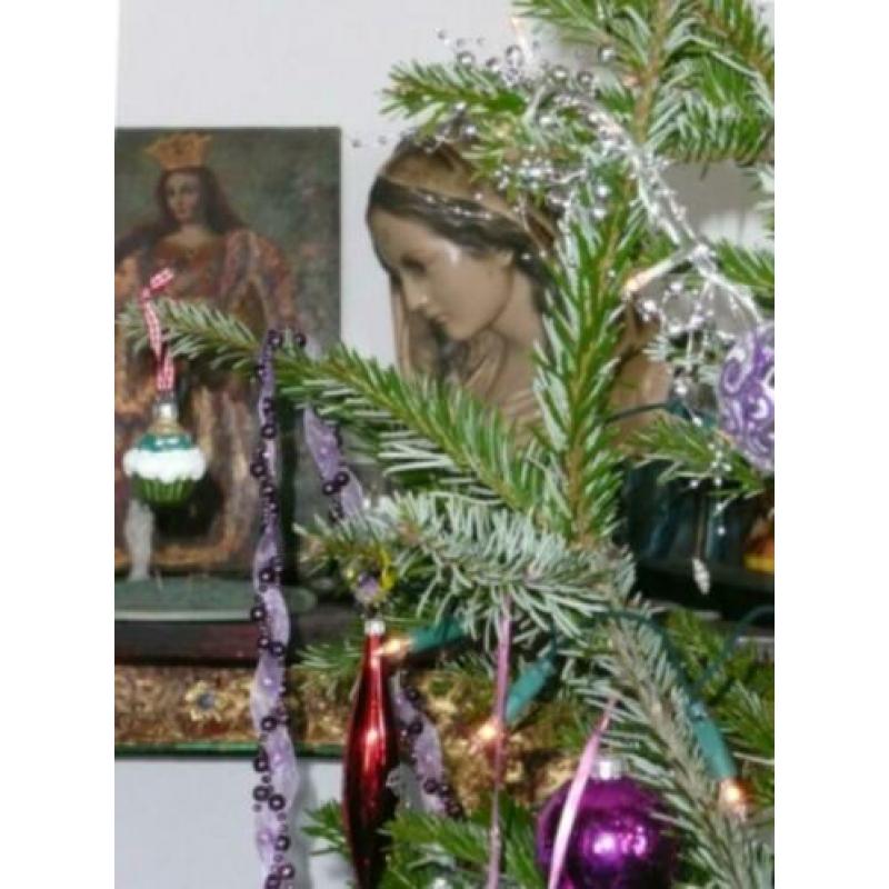 Kerstkaart Mariabeeld + 14x21 dubbele Maria Kerstboom
