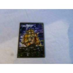 (X9) Glas in lood met afbeelding van een zeilschip