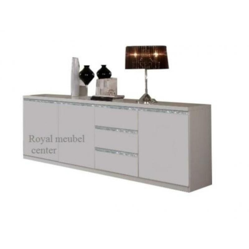 Dressoir Forever Chrome Hoogglans zwart 220 cm TOP ACTIE!