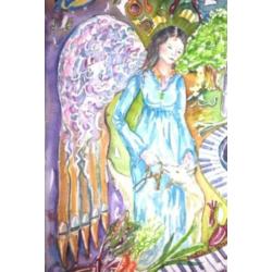 Kerstkaart Mariabeeld + 14x21 dubbele Maria Kerstboom