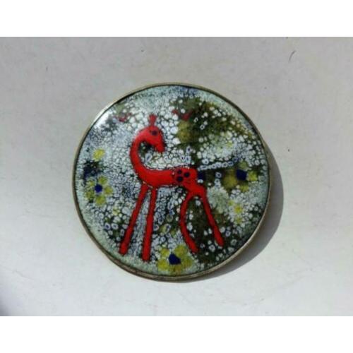 Vintage Joop Schilt Holland emaille broche: paard. 5.2 cm