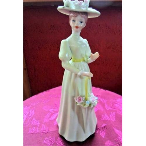 Brocante porseleinen beeld. Dame met parasol. Edwardian styl