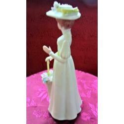 Brocante porseleinen beeld. Dame met parasol. Edwardian styl