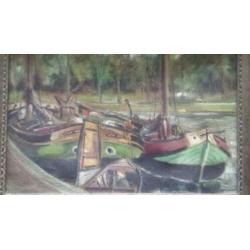 schilderij olieverf platbodem friesland Fre Twijnstra.
