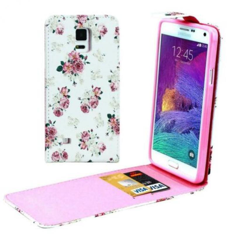 Lichte Bloemen Samsung Galaxy Note 4 Hoes Flip Case