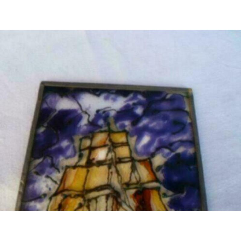 (X9) Glas in lood met afbeelding van een zeilschip