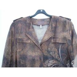 Blouse Sempre Piu bruin/beige/zwart maat 54 nieuw!