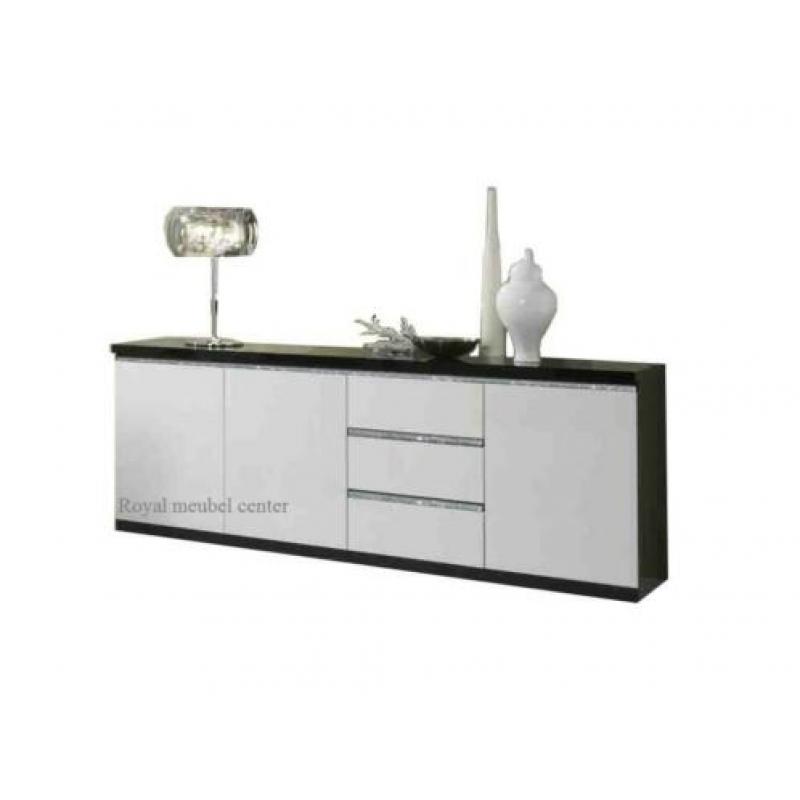Dressoir Forever Chrome Hoogglans zwart 220 cm TOP ACTIE!