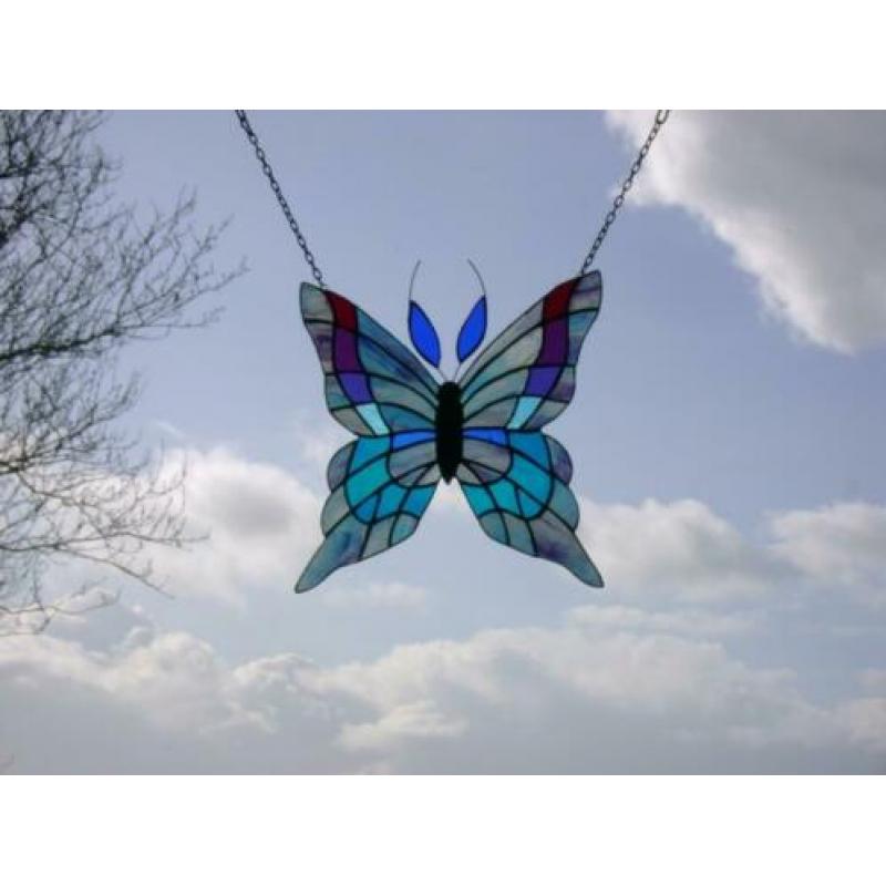 Tiffany Vlinder raamhanger voorzetraam raamdecoratie glas