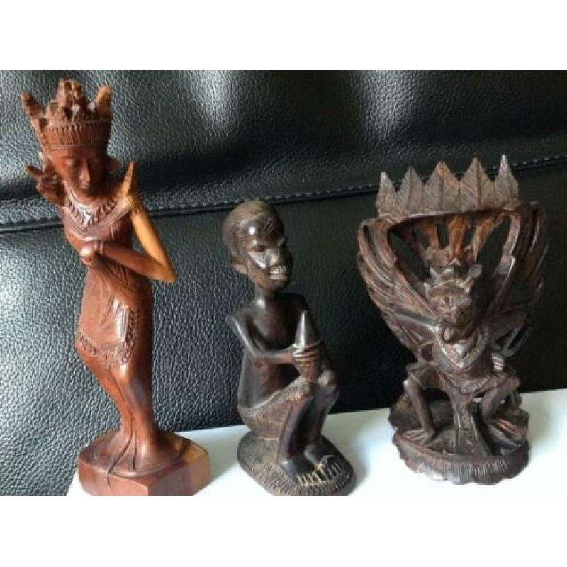 2xHout Snijwerk Beeldjes(Indonesie-Bali)In een Koop-6E-pst