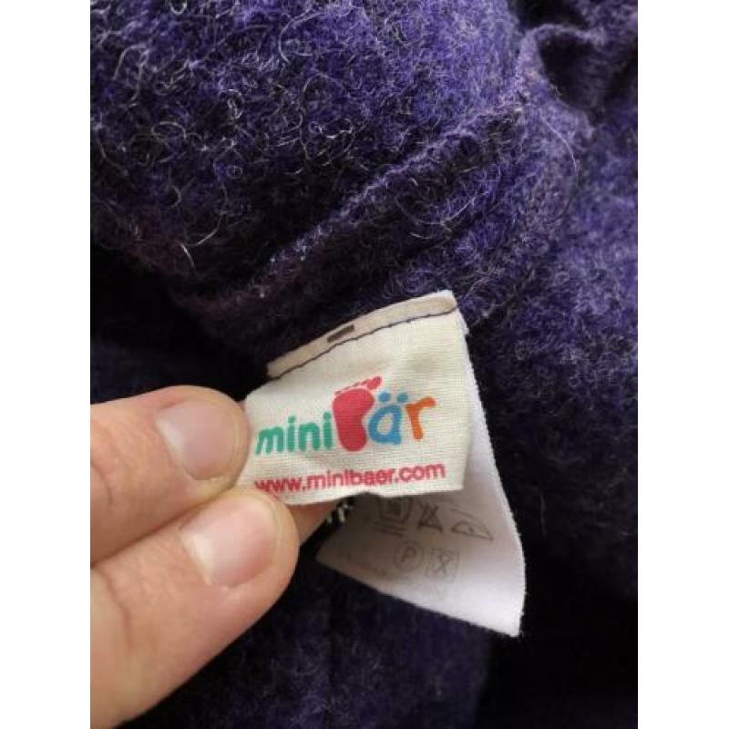 Wollen jas mantel van Minibaer paars maat 98/104 (organic)