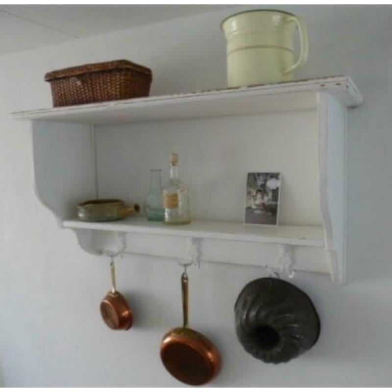 Groot off-white regaal/keukenrek/rek/console/brocante