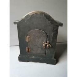 Brocante klok, hout Hoog: 22 cm Breed: 17 cm