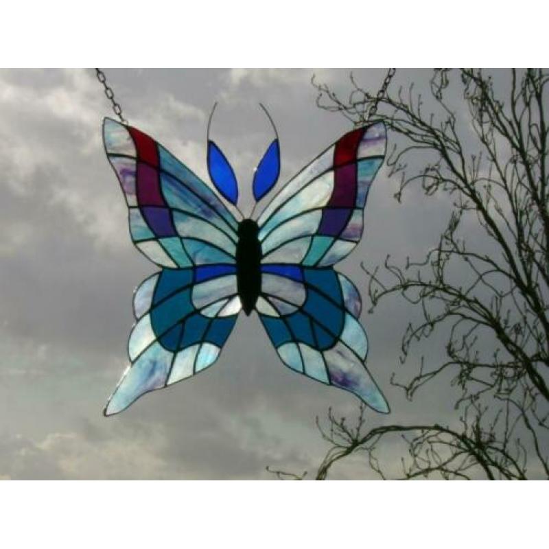 Tiffany Vlinder raamhanger voorzetraam raamdecoratie glas