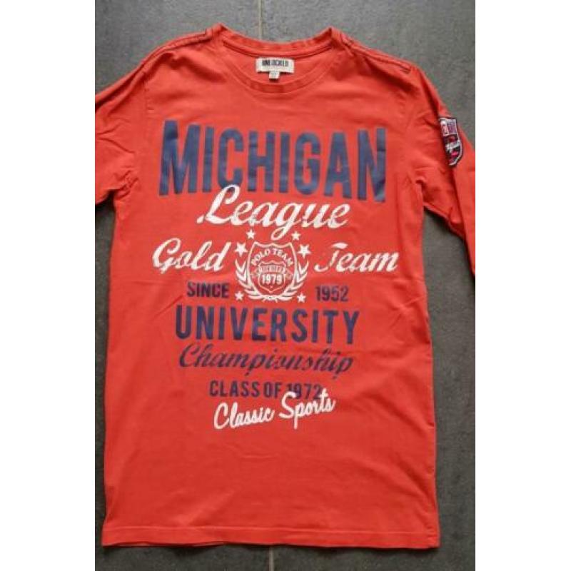 Leuke oranje longsleeve van Unlocked maat 164-170