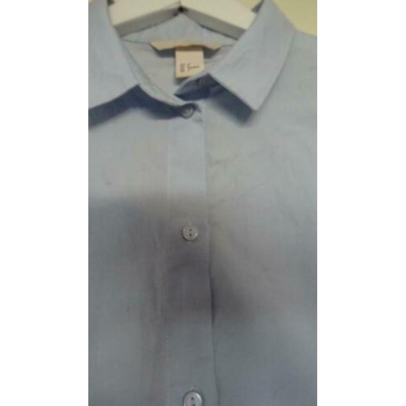 Licht blauwe korte wijde crop blouse / overhemd H&M Trend 36