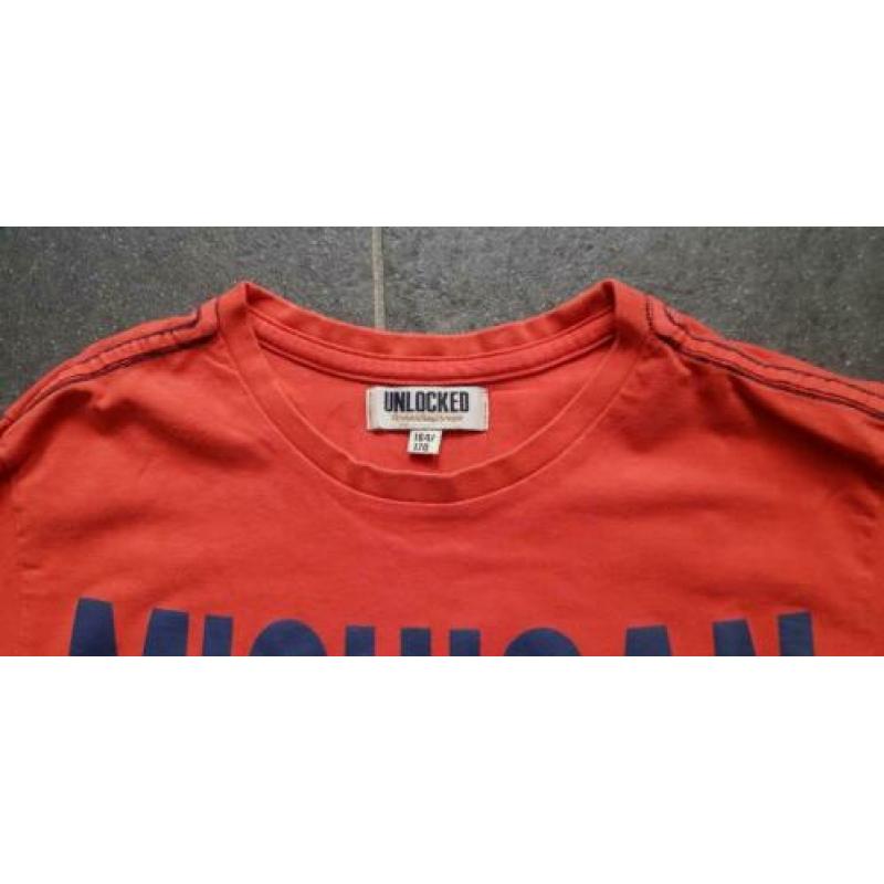 Leuke oranje longsleeve van Unlocked maat 164-170