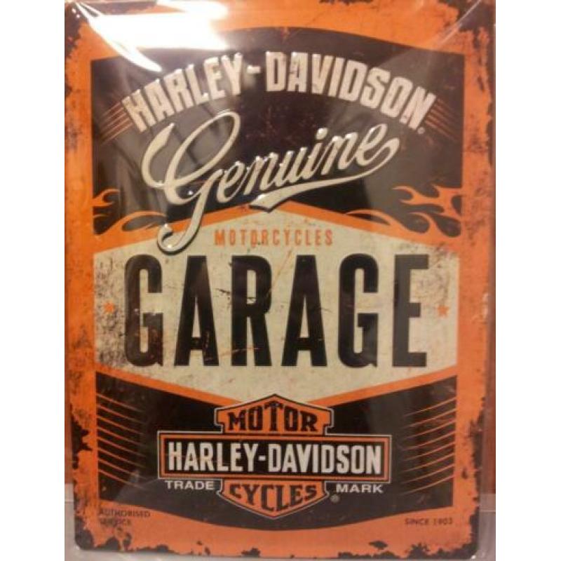 Harley Davidson Garage reclamebord wandbord van metaal 40x30