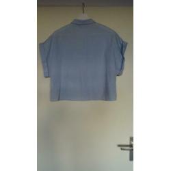 Licht blauwe korte wijde crop blouse / overhemd H&M Trend 36