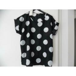 Damesblouse met grote stippen NIEUW maat 46 - XXL