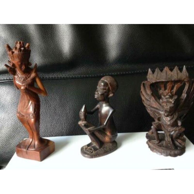 2xHout Snijwerk Beeldjes(Indonesie-Bali)In een Koop-6E-pst