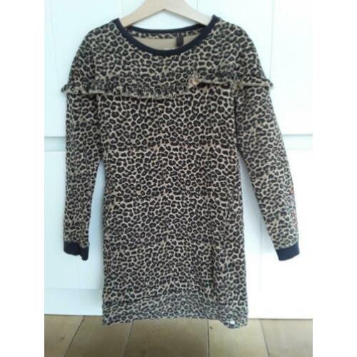Quapi jurk panterprint incl. Lederlook legging. Maat 128-134