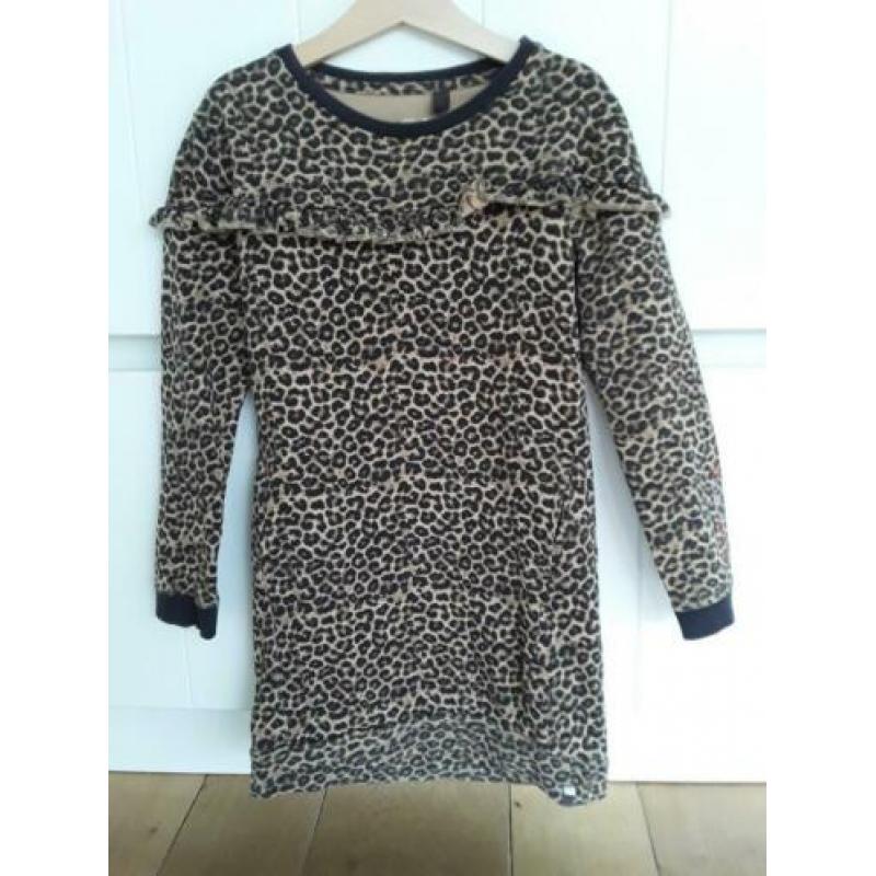 Quapi jurk panterprint incl. Lederlook legging. Maat 128-134