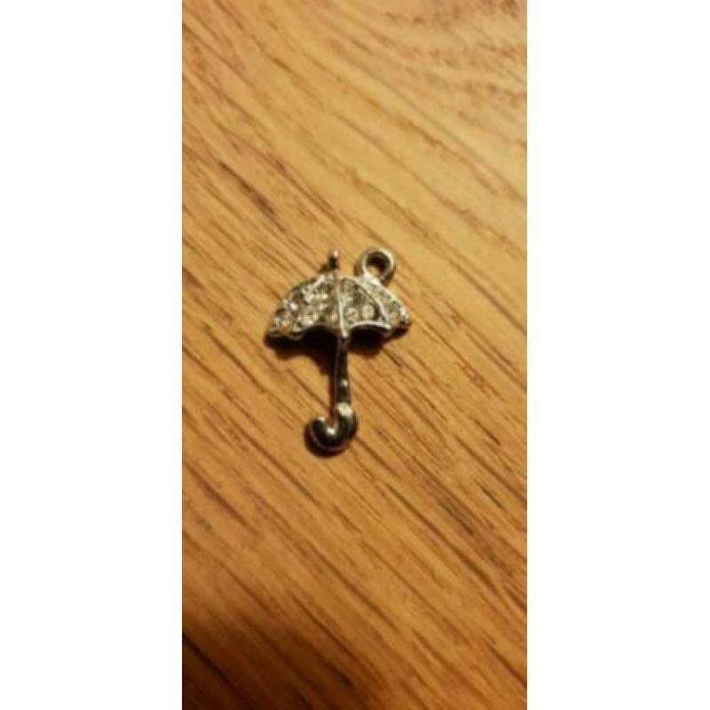 Bedel 2 cm, parapluutje met veel strass als druppels, mooi!