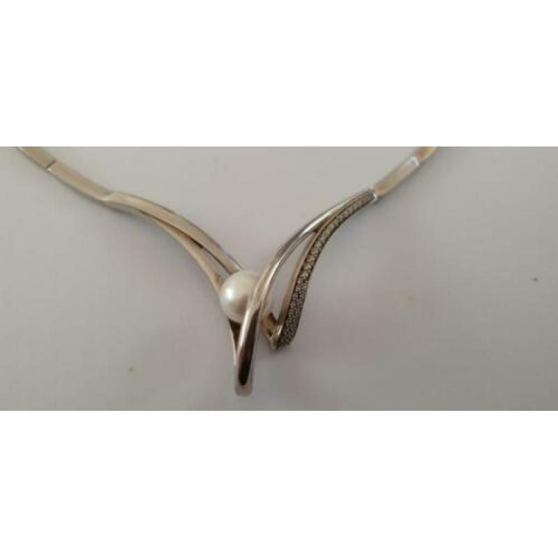 Mooi colier zilver 925 met parel