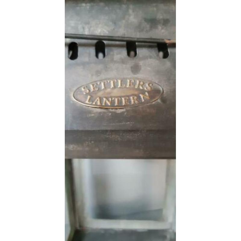Brocante Lantaarn Metaal en glas Hoog: 45 cm