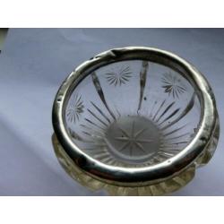 Crystal Salt Cellar +.925 Sterling zilveren band 1900