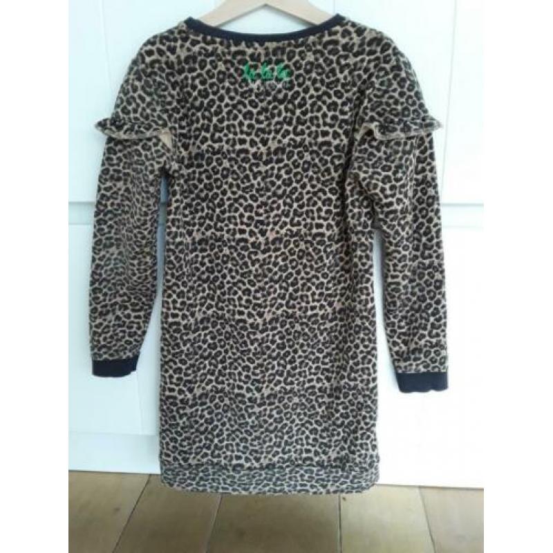 Quapi jurk panterprint incl. Lederlook legging. Maat 128-134