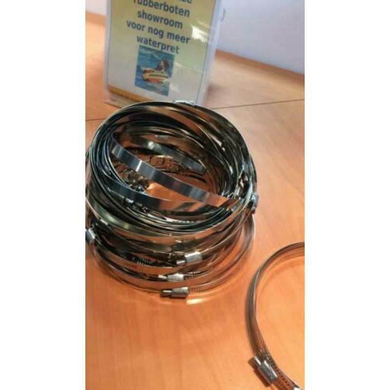 Slangklemmen, RVS,12mm breed, diameter 197-217