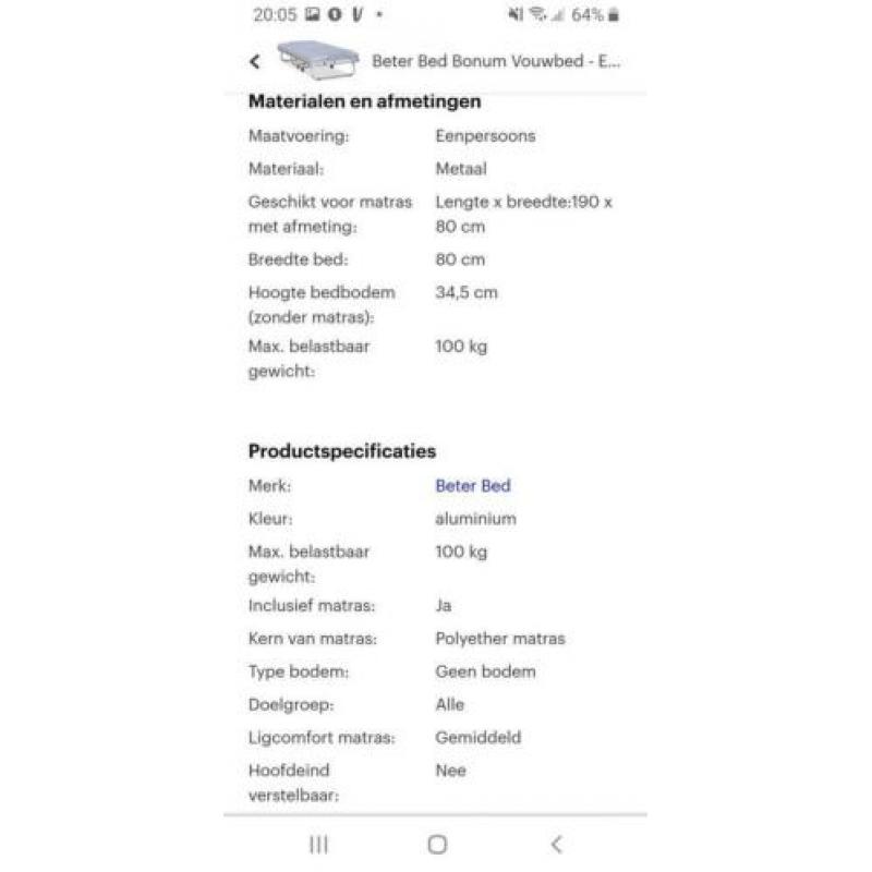 Opklapbed nieuw 190x80
