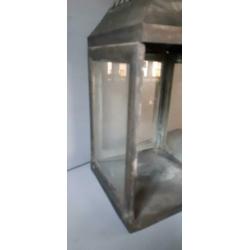 Brocante Lantaarn Metaal en glas Hoog: 45 cm