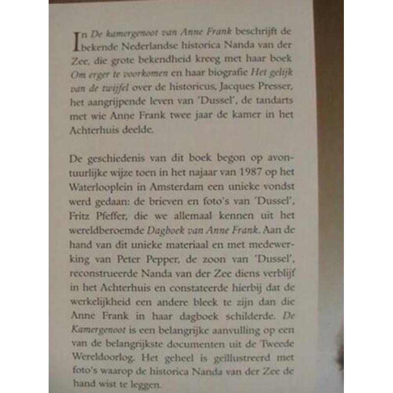 boek - De kamergenoot van Anne Frank - Nanda van der Zee