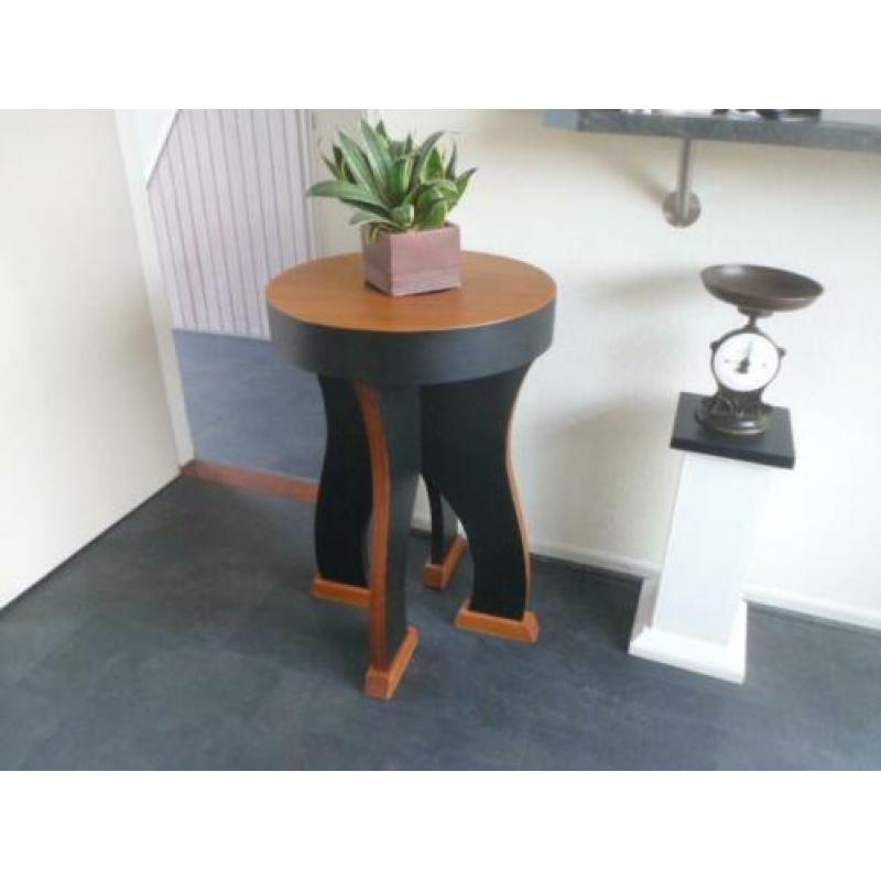 Hoge TAFEL BIJZETTAFEL art deco hout zwart statafel
