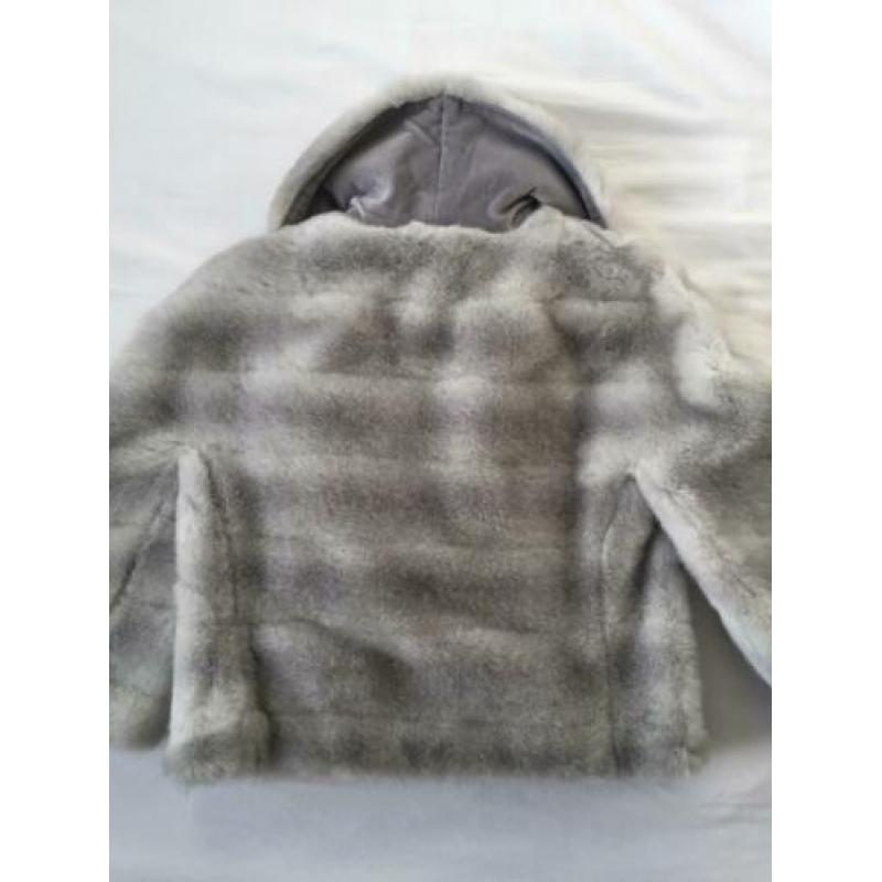 Fake fur kort grijs jasje maat 38 nieuw Karl Oestergaard