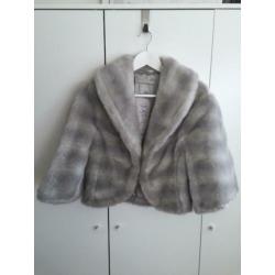 Fake fur kort grijs jasje maat 38 nieuw Karl Oestergaard
