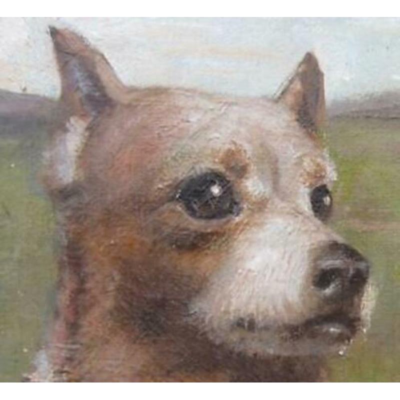 =twee honden in landschap===gesigneerd=ca 1900==
