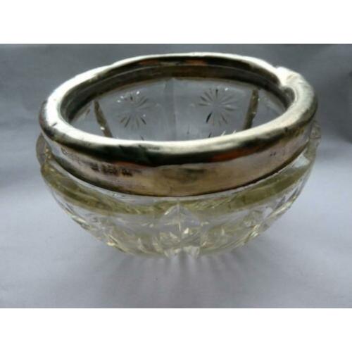 Crystal Salt Cellar +.925 Sterling zilveren band 1900