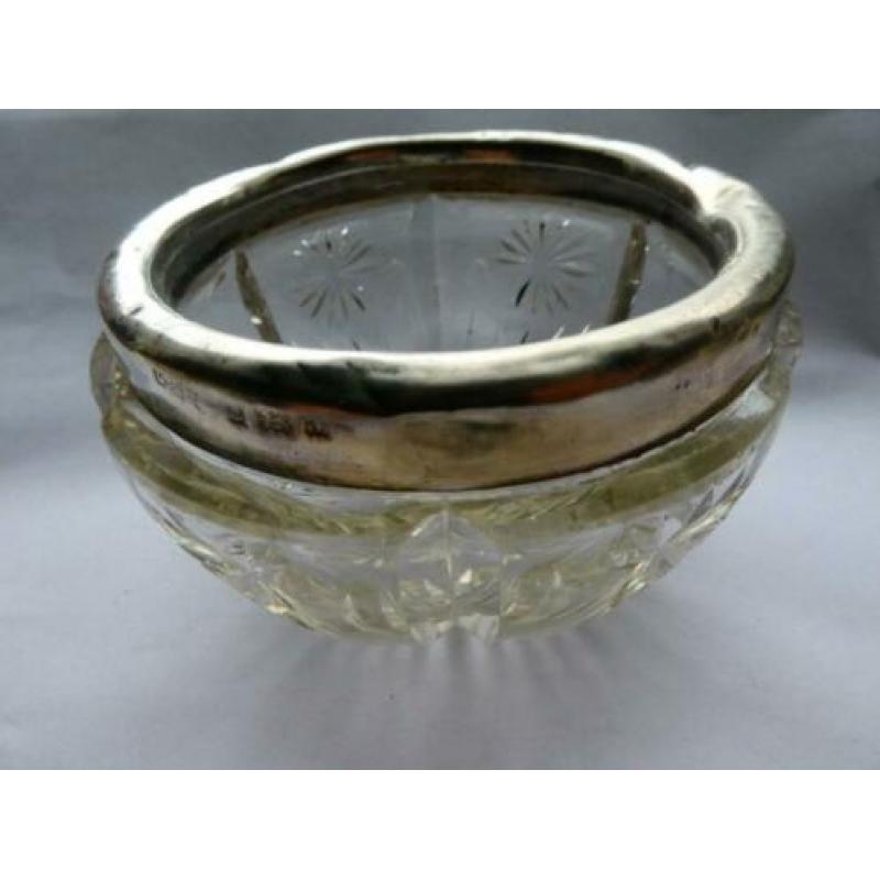 Crystal Salt Cellar +.925 Sterling zilveren band 1900