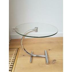 ronde bijzettafel, glas met RVS poot