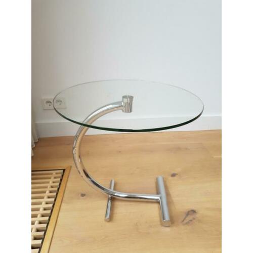 ronde bijzettafel, glas met RVS poot